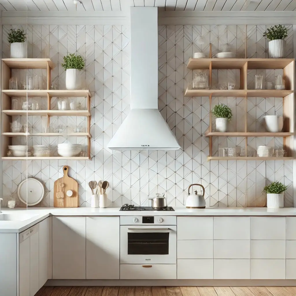 Decoración con azulejos para cocinas blancas modernas