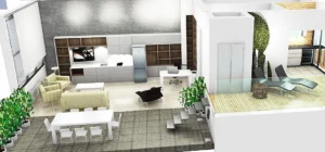 salón office vista superior